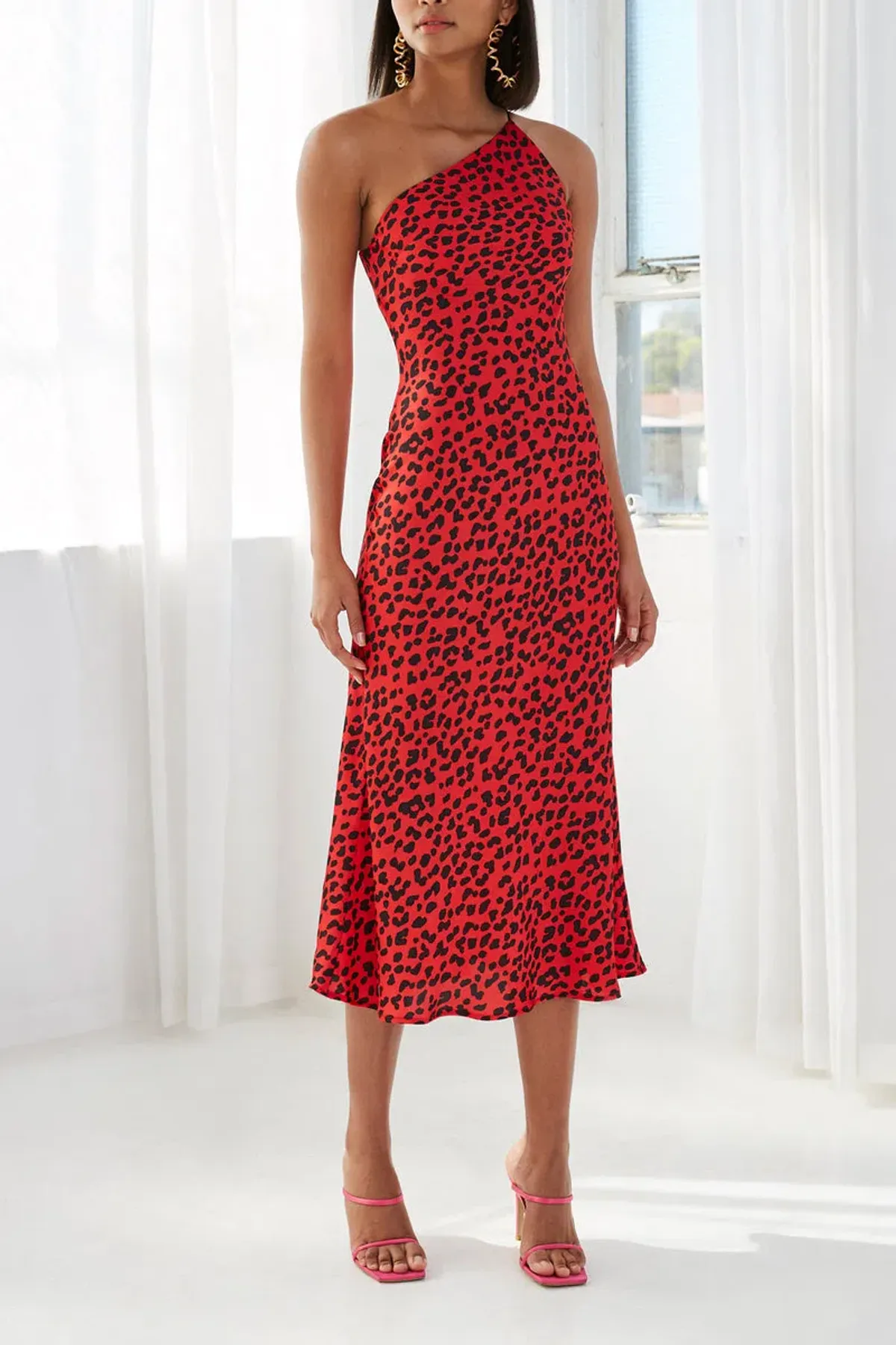 By Johnny Ruby Leopard Asymmetric Bias Dress Print Size 6 - Image 1