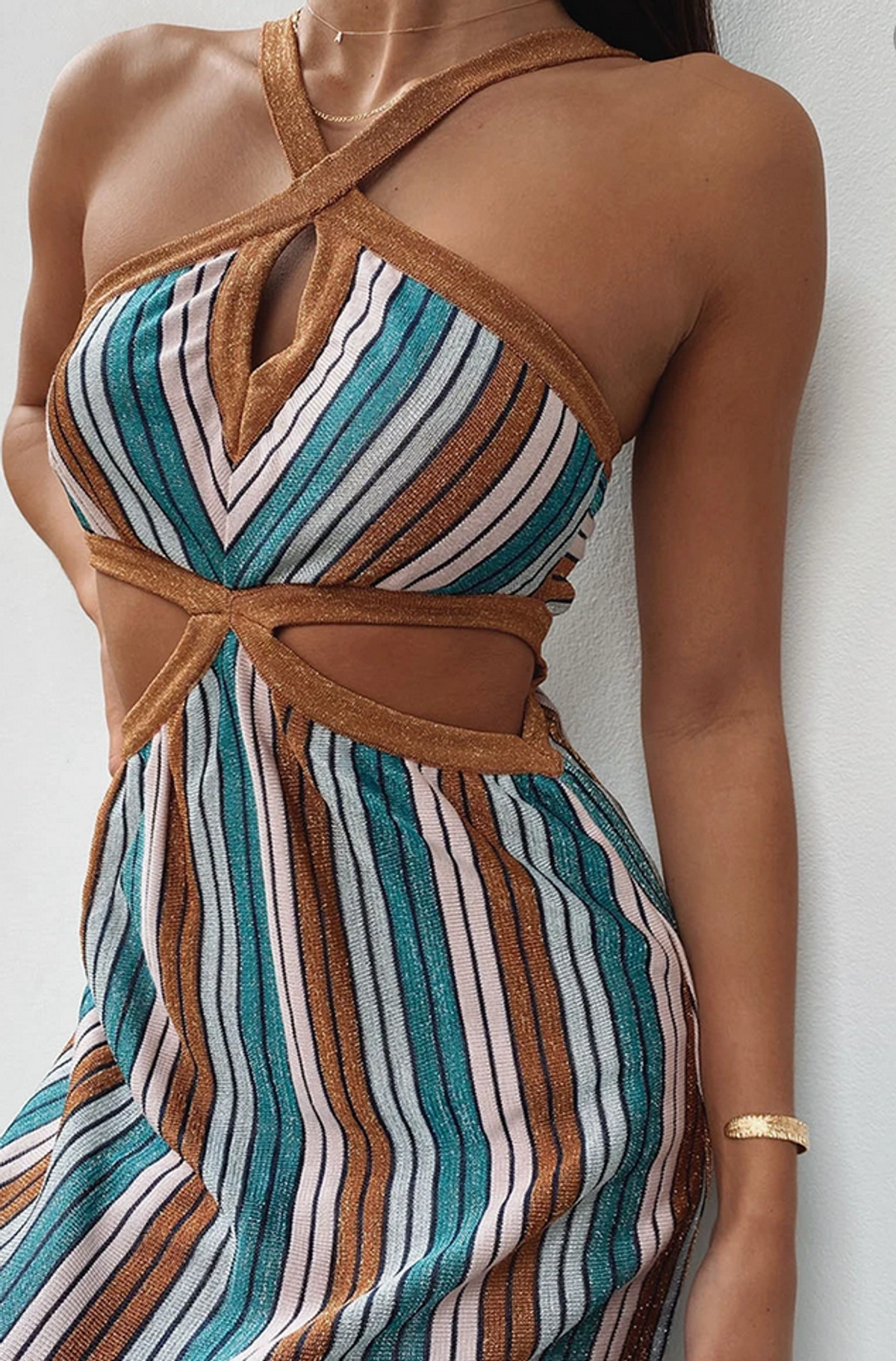 Suboo Lolita Knit Keyhole Cut Out Dress Print Size 8 - Image 2