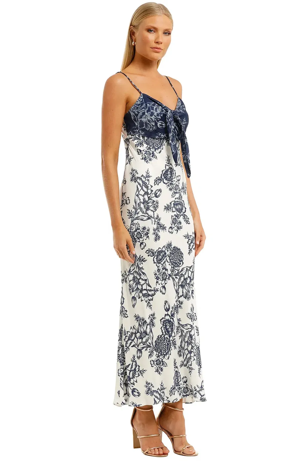 Shona Joy Arcadia Tie Front Bias Slip Dress Print Size 8 - Image 2