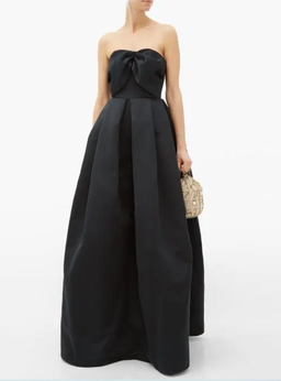Rochas Bow Bodice Puffed Satin Gown Black Size 6 for rent on The Volte - image 1