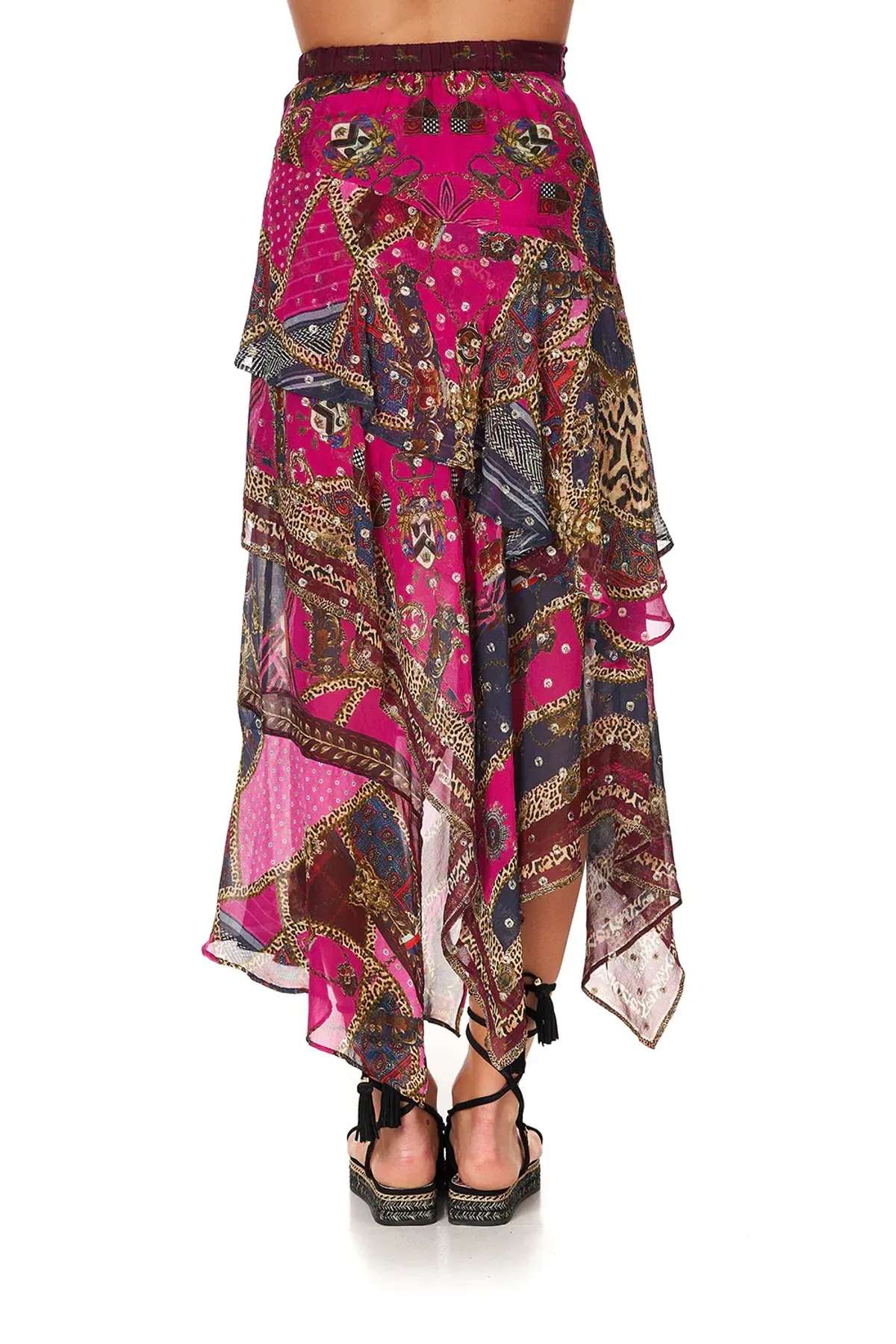 Camilla Dining Hall Darling Blouson Blouse With Neck Tie and Asymmetrical Ruffle Skirt Set Print Size 12 - Image 4