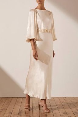 Shona Joy La Lune Balloon Sleeve Midi Dress White Size 12 for rent on The Volte - image 2
