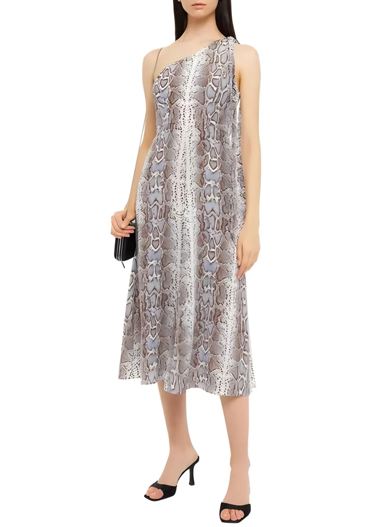 Zimmermann One Shoulder Snake Print Silk Crepe De Chine Midi Dress Print Size 6 - Image 1