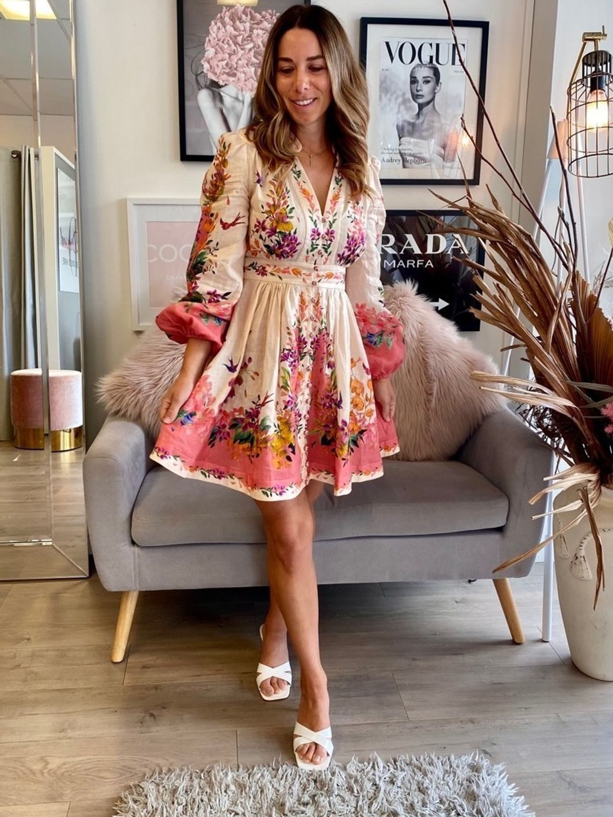 Zimmermann Tropicana Plunge Mini Dress Print Size 1/8 - Image 2