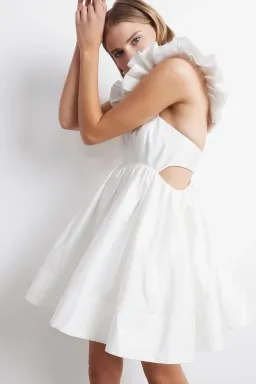 Aje Midsummer Mini Dress Ivory Size 4 for rent on The Volte - image 4