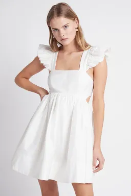 Aje Midsummer Mini Dress Ivory Size 4 for rent on The Volte - image 2
