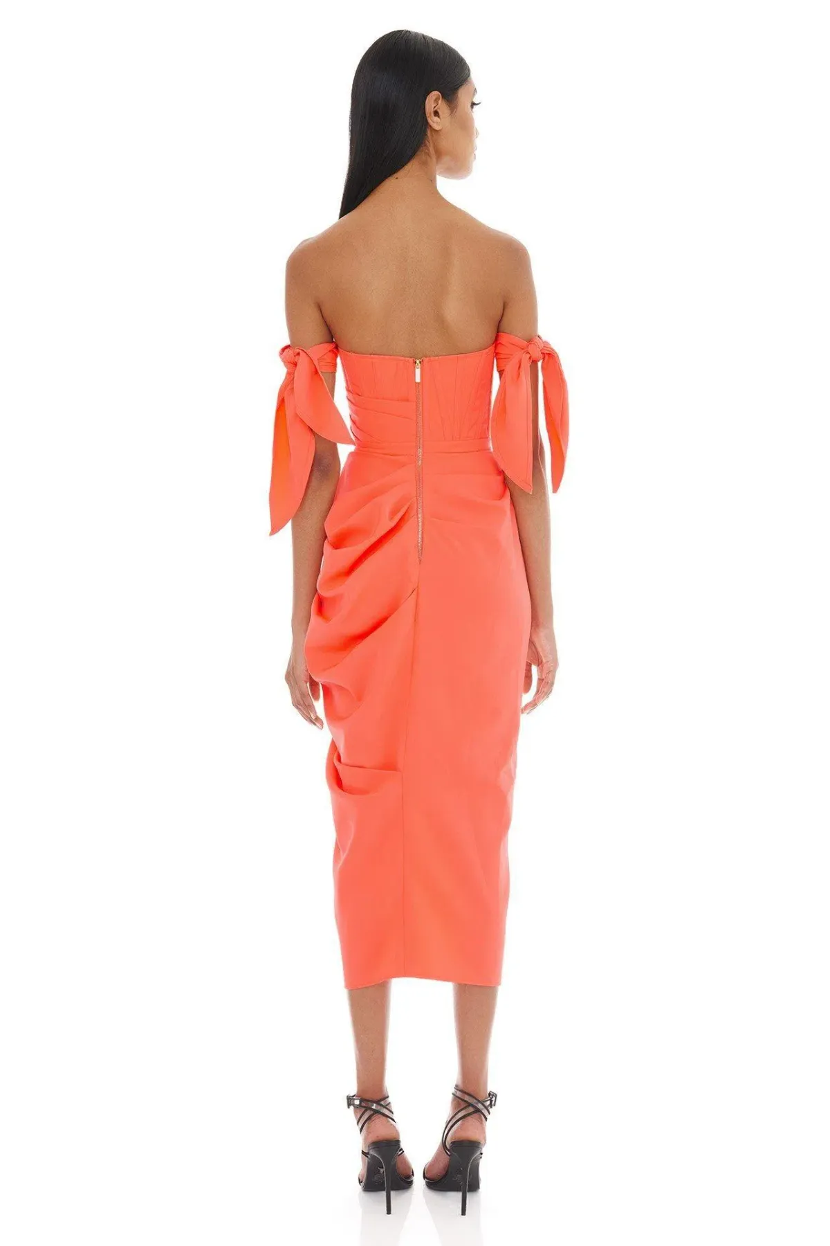 Eliya The Label Yolanda Midi Dress Orange Size 8 - Image 3