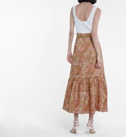 Zimmermann Brighton Linen Midi Skirt Print Size 8 for rent on The Volte - image 3