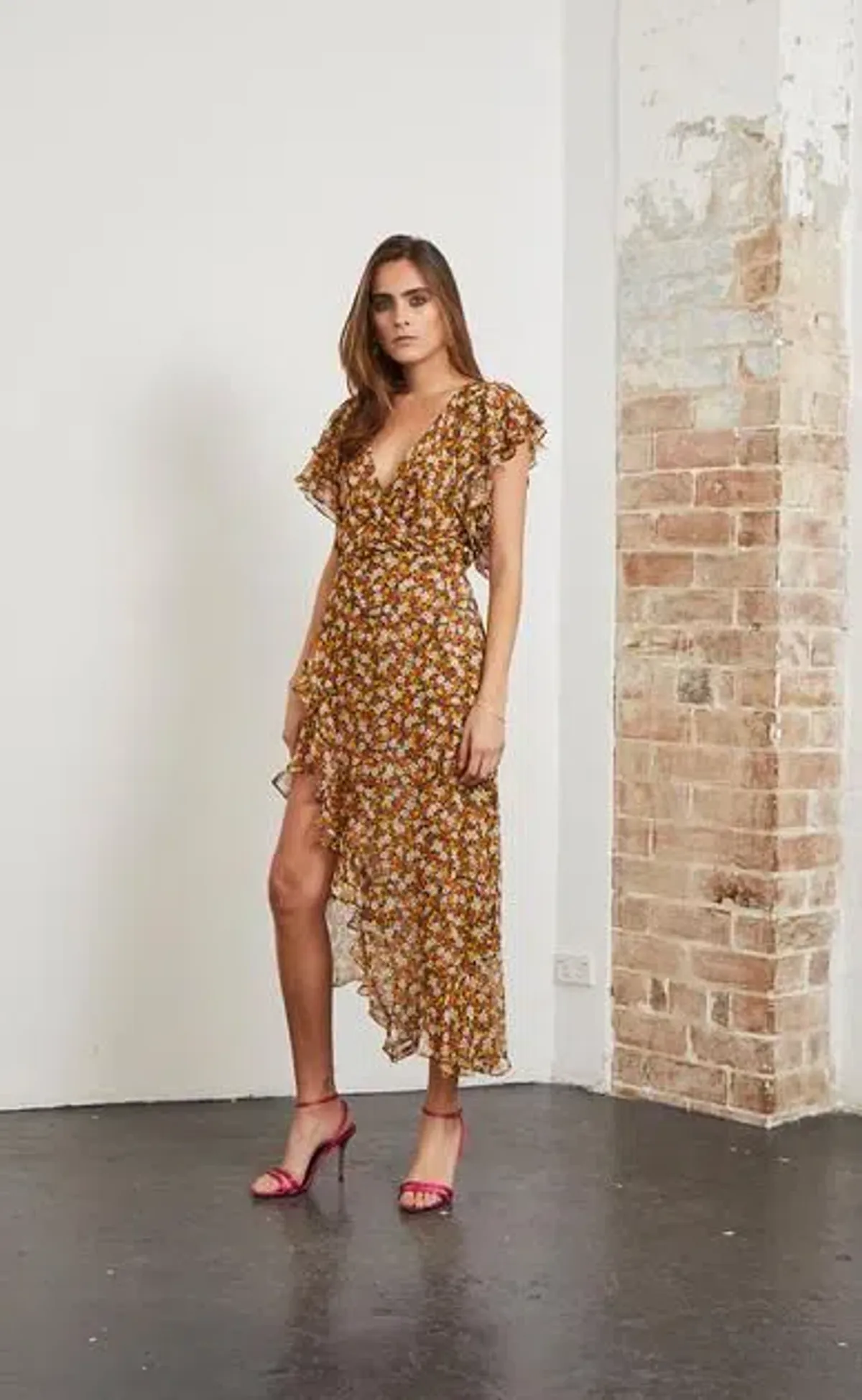Bec & Bridge Stevie Wrap Midi Dress Floral Size 10 - Image 2