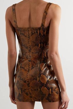 Gauge81 Kaoma Snake Effect Faux Leather Mini Dress Print Size 8 for rent on The Volte - image 3