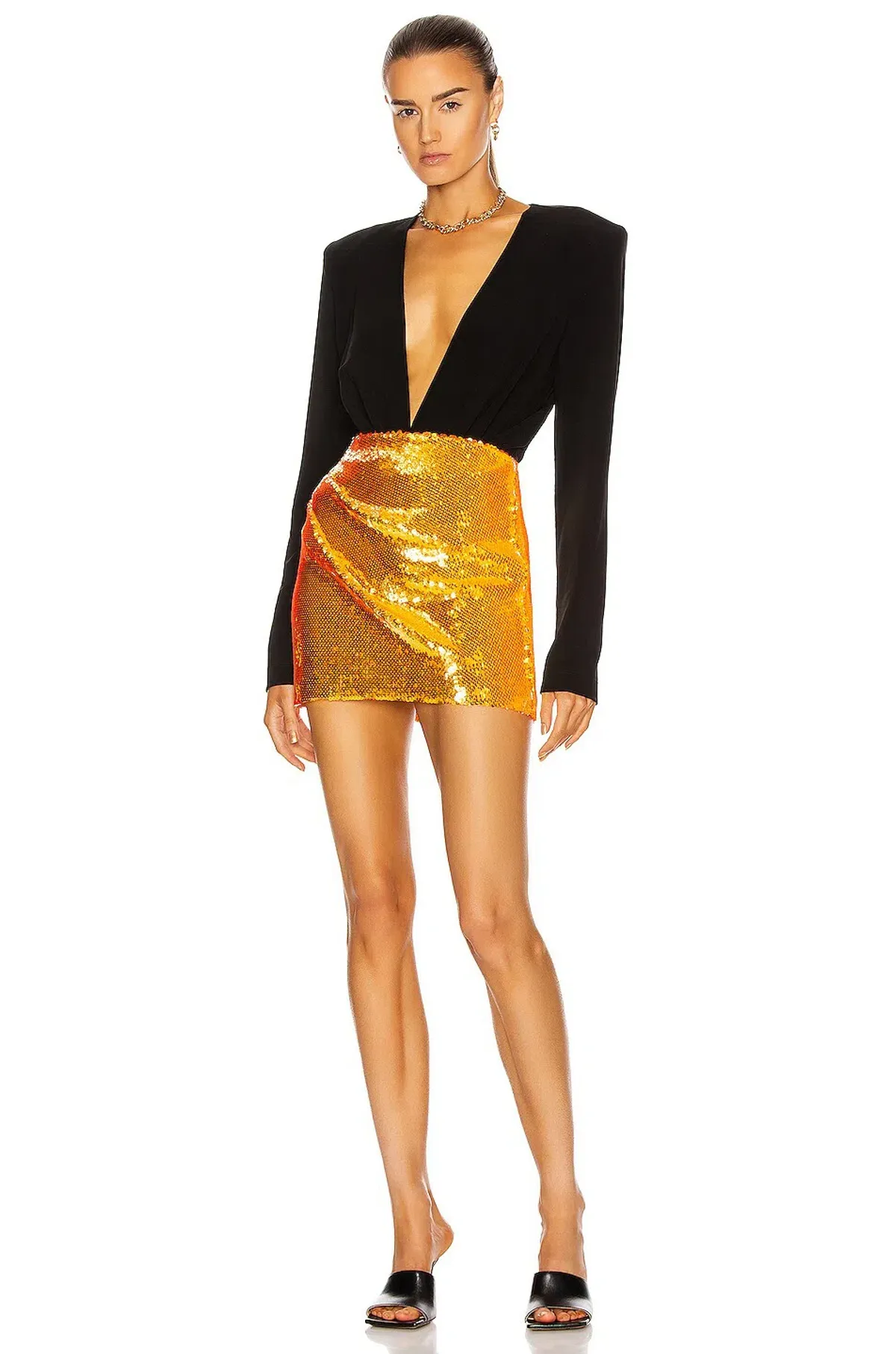 Alex Perry Riley High Rise Sequined Miniskirt Orange Size 8 - Image 1