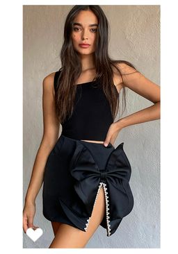 Area Butterfly Bow Mini Skirt Black Size 8 for rent on The Volte - image 4