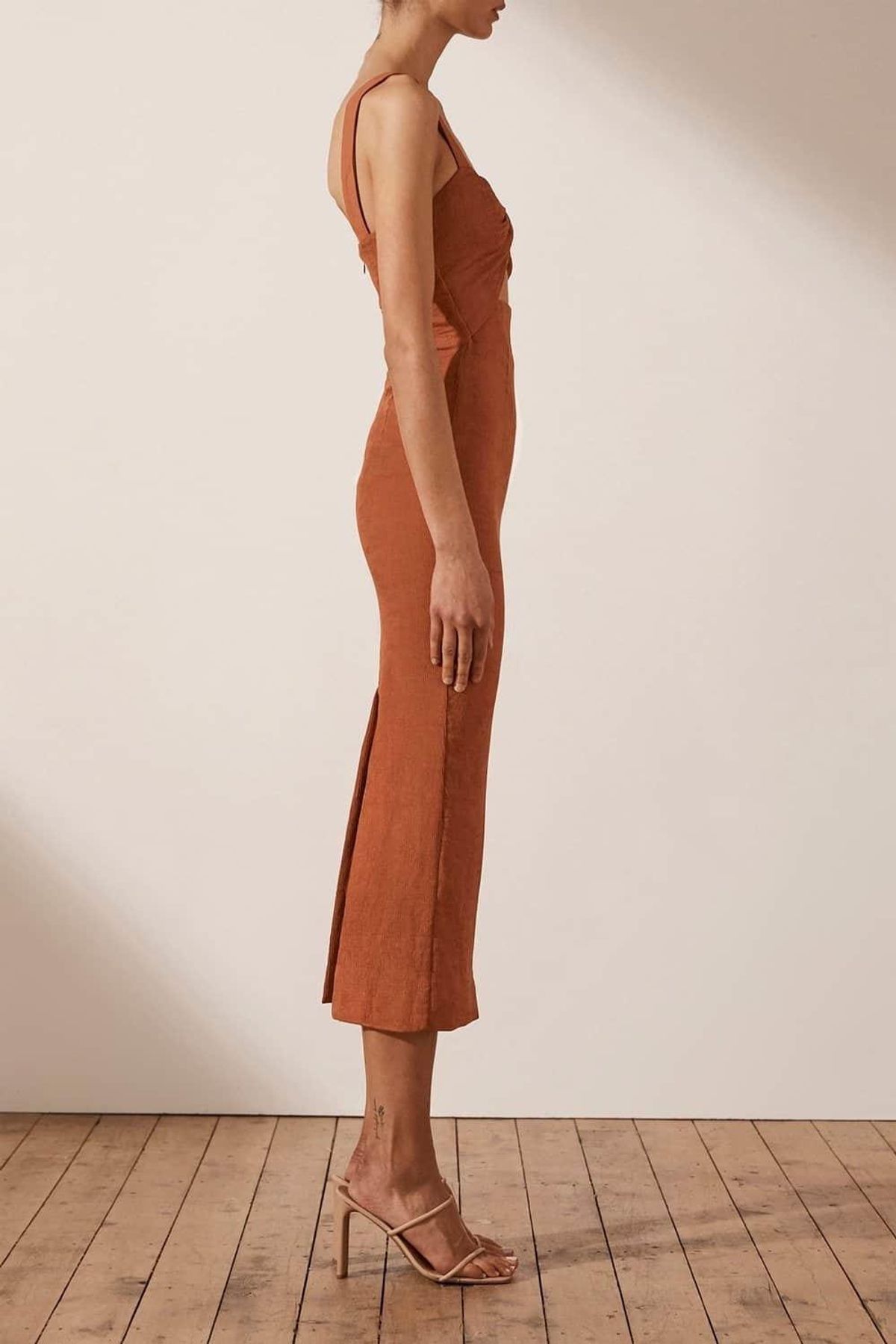 Shona Joy - Simone Fitted Cut Out Midi Dress - Terracotta   - Image 3