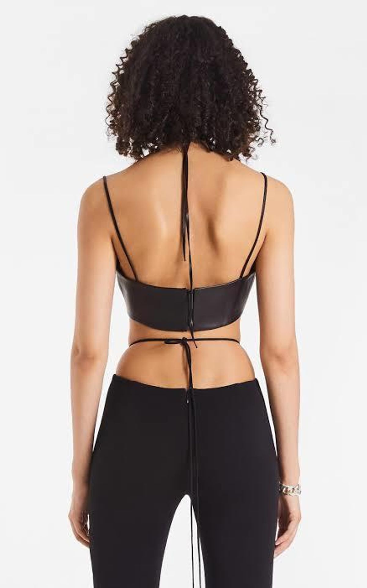 Dion Lee Leather Single Link Bra Black Size 8 - Image 2