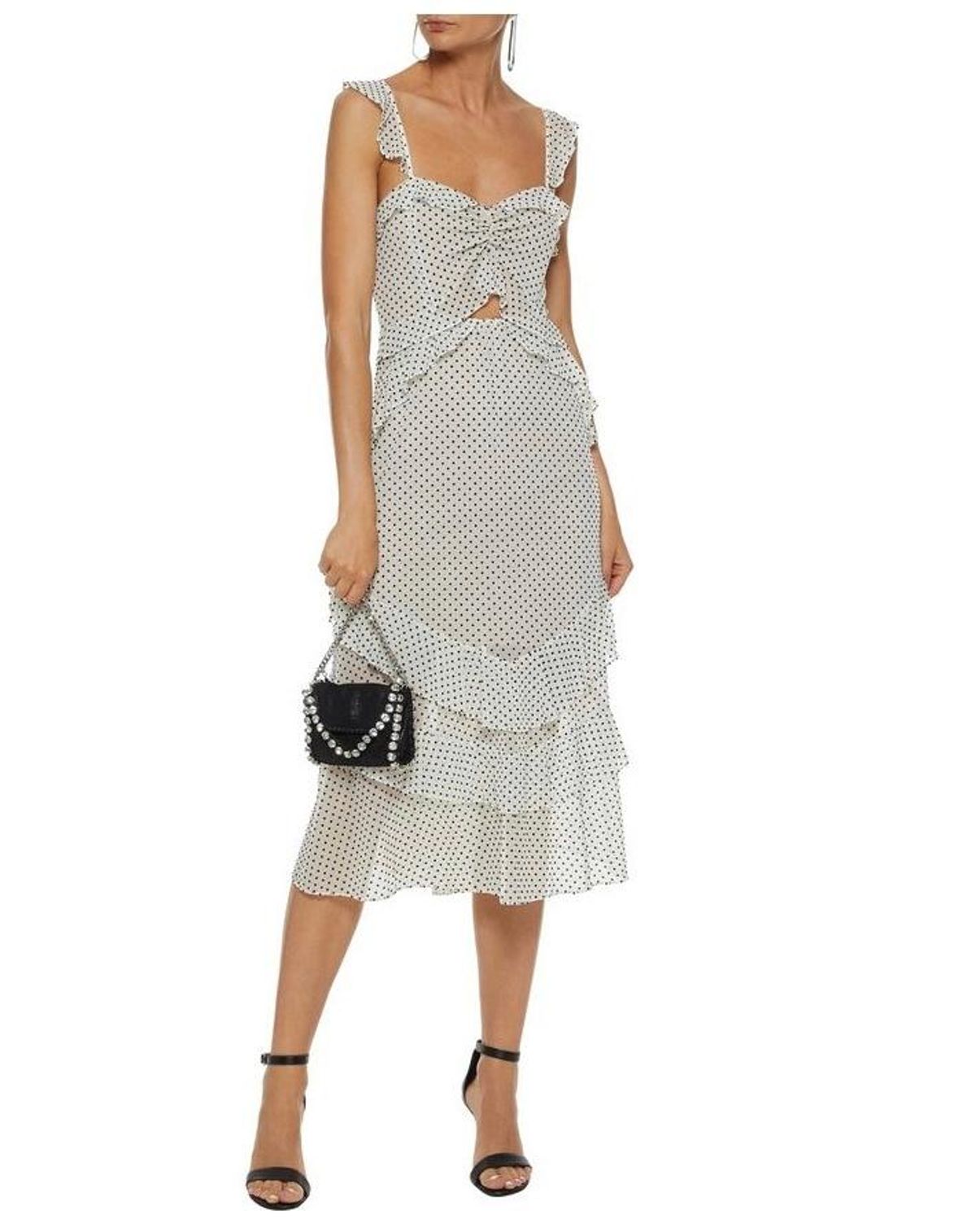 Marissa Webb Kenzie Ruffled Tulle White Dot Dress Size 10 - Image 1