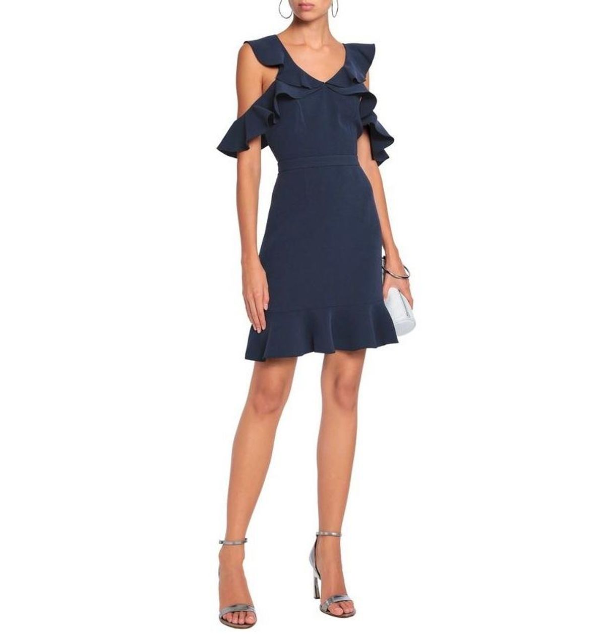 Rachel Zoe Delia ruffled crepe mini navy dress size 10 - Image 1