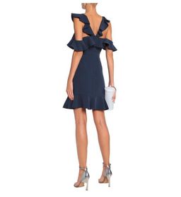 Rachel Zoe Delia ruffled crepe mini navy dress size 10 for rent on The Volte - image 2