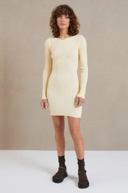 Bec & Bridge Lyla Knit Long Sleeve Mini Dress Butter Size 8 for rent on The Volte - image 1