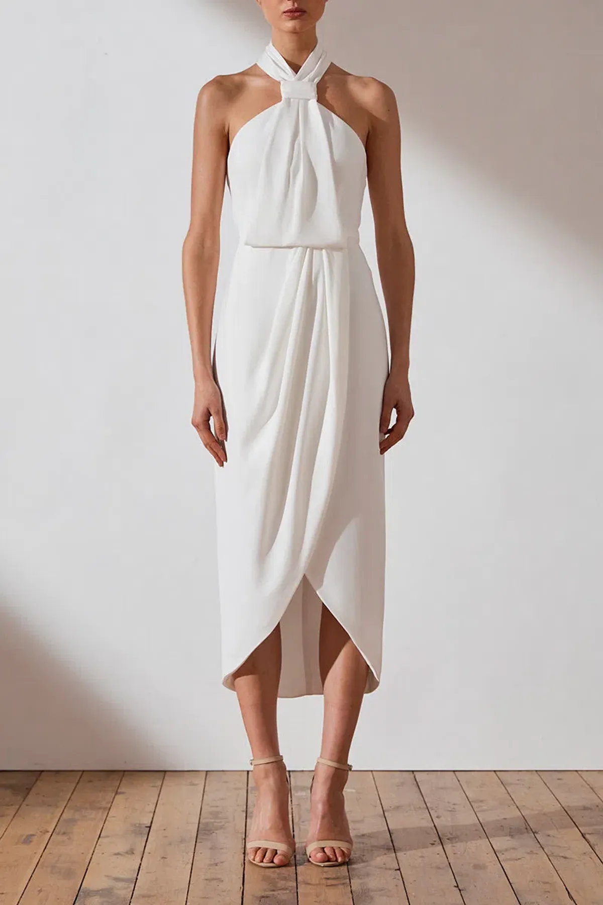 Shona Joy Core Knot Draped Dress White Size 6 - Image 1