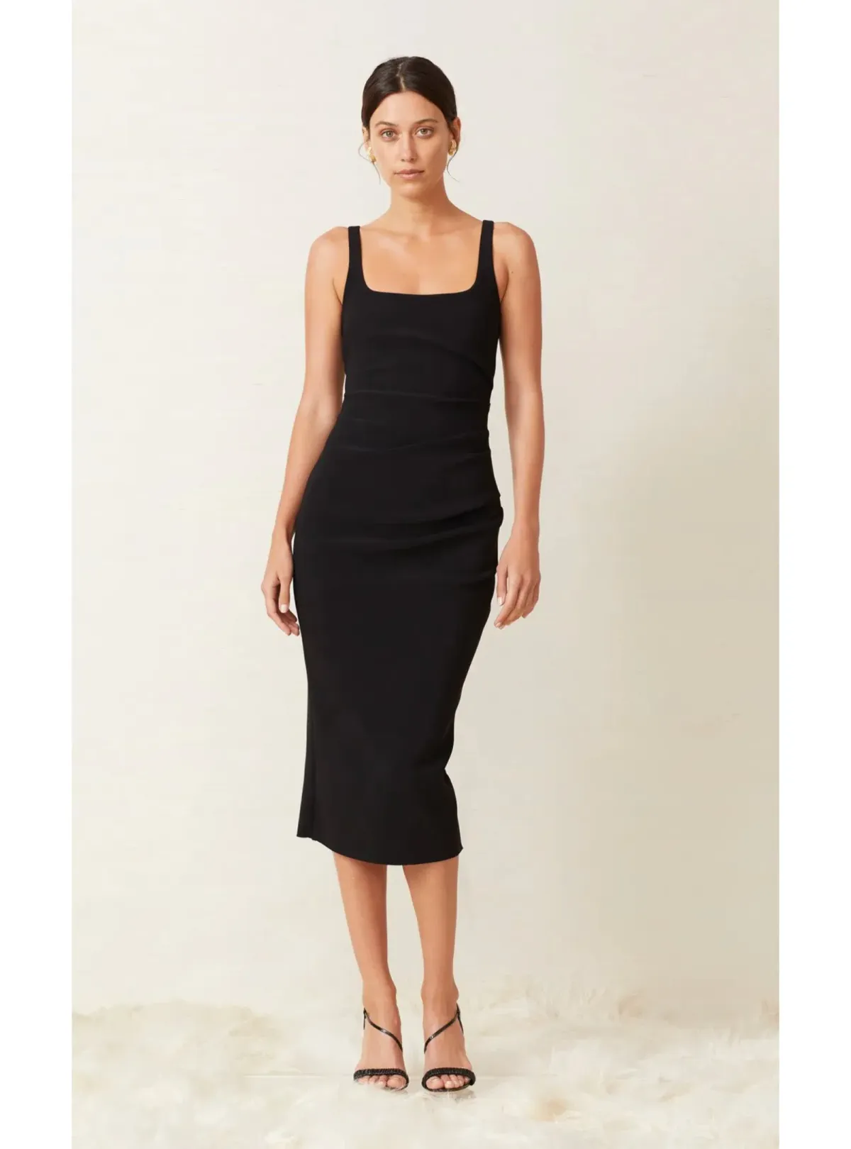Bec & Bridge Karina Tuck Midi Dress Black Size AU 8 - Image 1