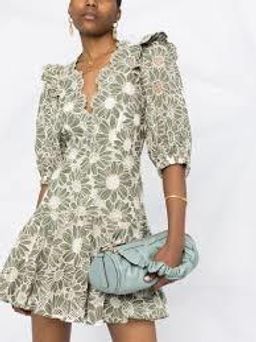 SANDRO embroidered floral green mini dress for rent on The Volte - image 3