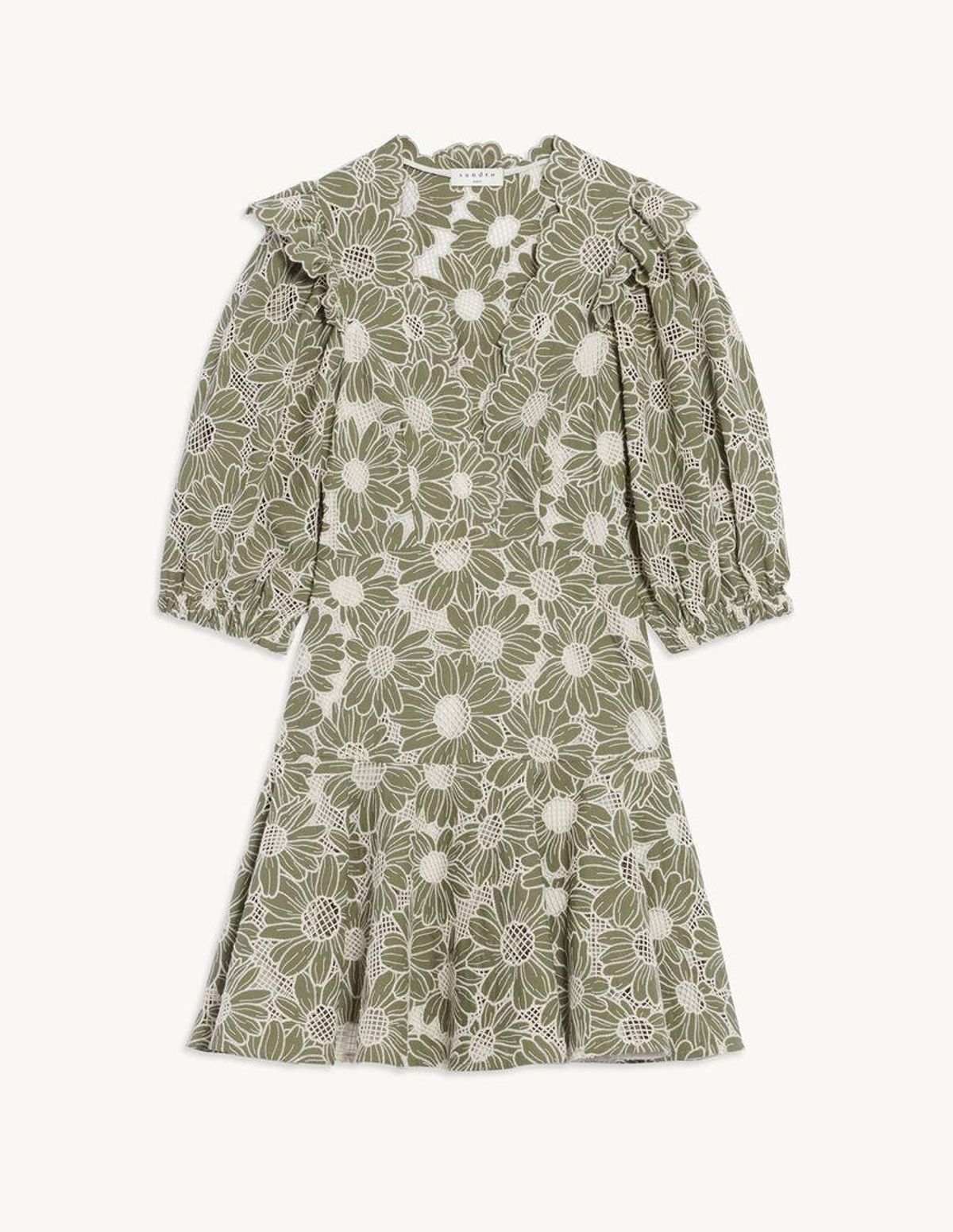SANDRO embroidered floral green mini dress - Image 8