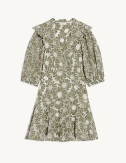 SANDRO embroidered floral green mini dress for rent on The Volte - image 8