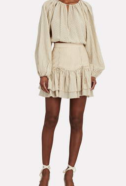 SIGNIFICANT OTHER - Creme plaid ruffled mini skirt (Size 6) for rent on The Volte - image 1