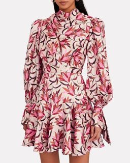 Acler Coleman Mini Dress Pink Wandering Floral Print Size 8 for rent on The Volte - image 2
