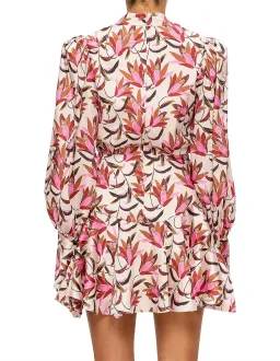 Acler Coleman Mini Dress Pink Wandering Floral Print Size 8 for rent on The Volte - image 3