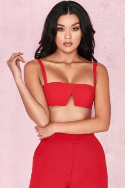 House of CB Leela Crepe V Wire Bralet Set Red Size 6 for rent on The Volte - image 4