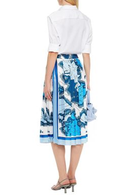 Victoria Beckham Printed Pleated Twill Midi Skirt Size 10  for rent on The Volte - image 2