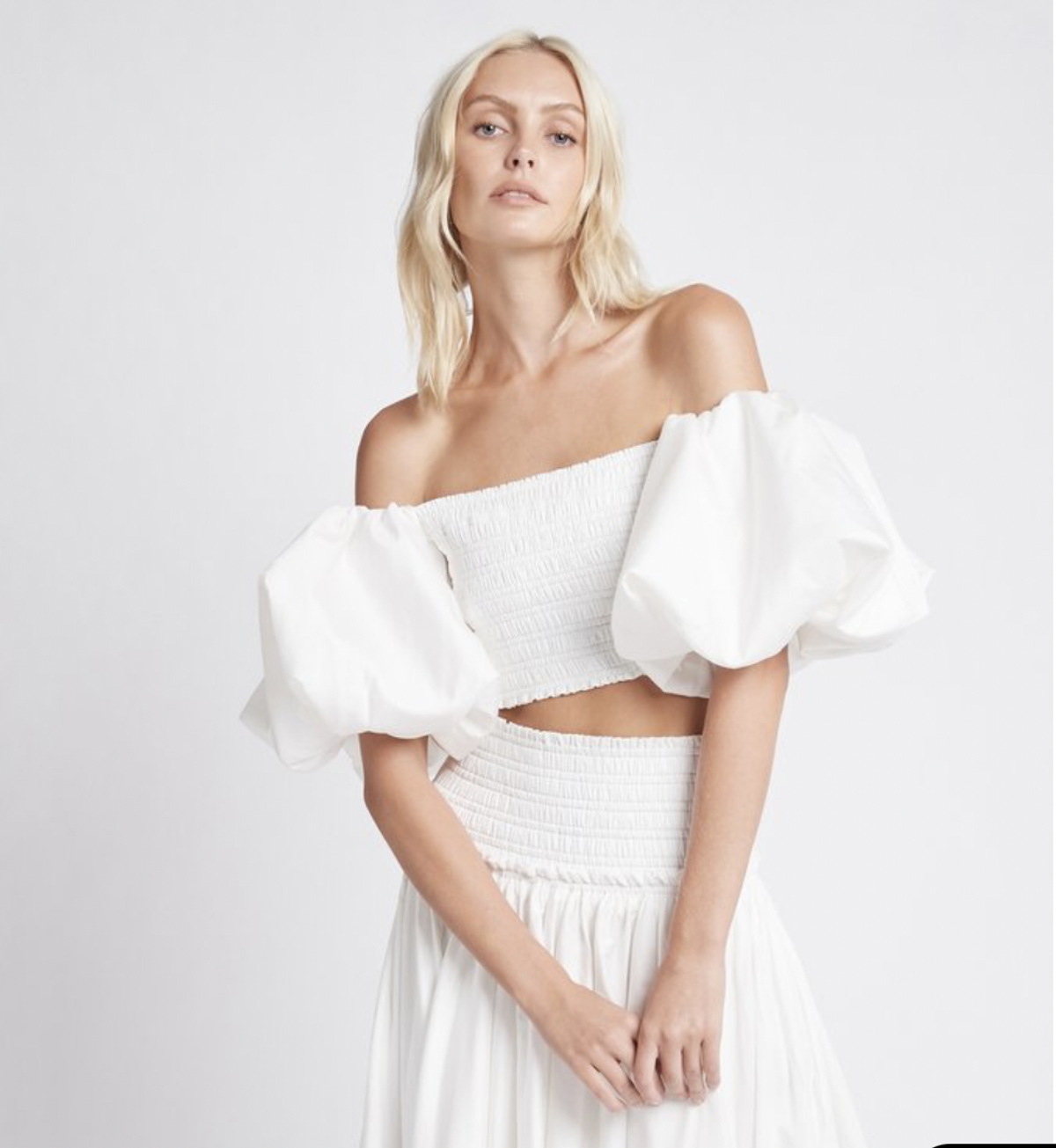 Aje White Cascade Cropped Top (White) Size 8 - Image 1