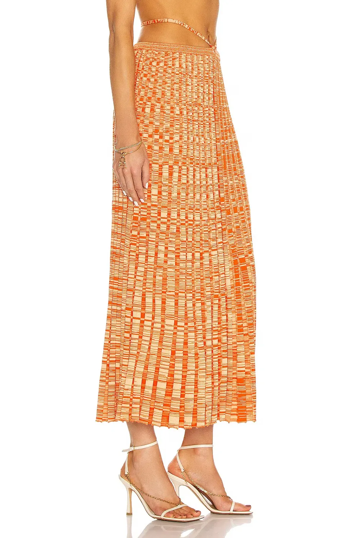 Christopher Esber Pleated Knit Tie Skirt Orange Size 8 - Image 2