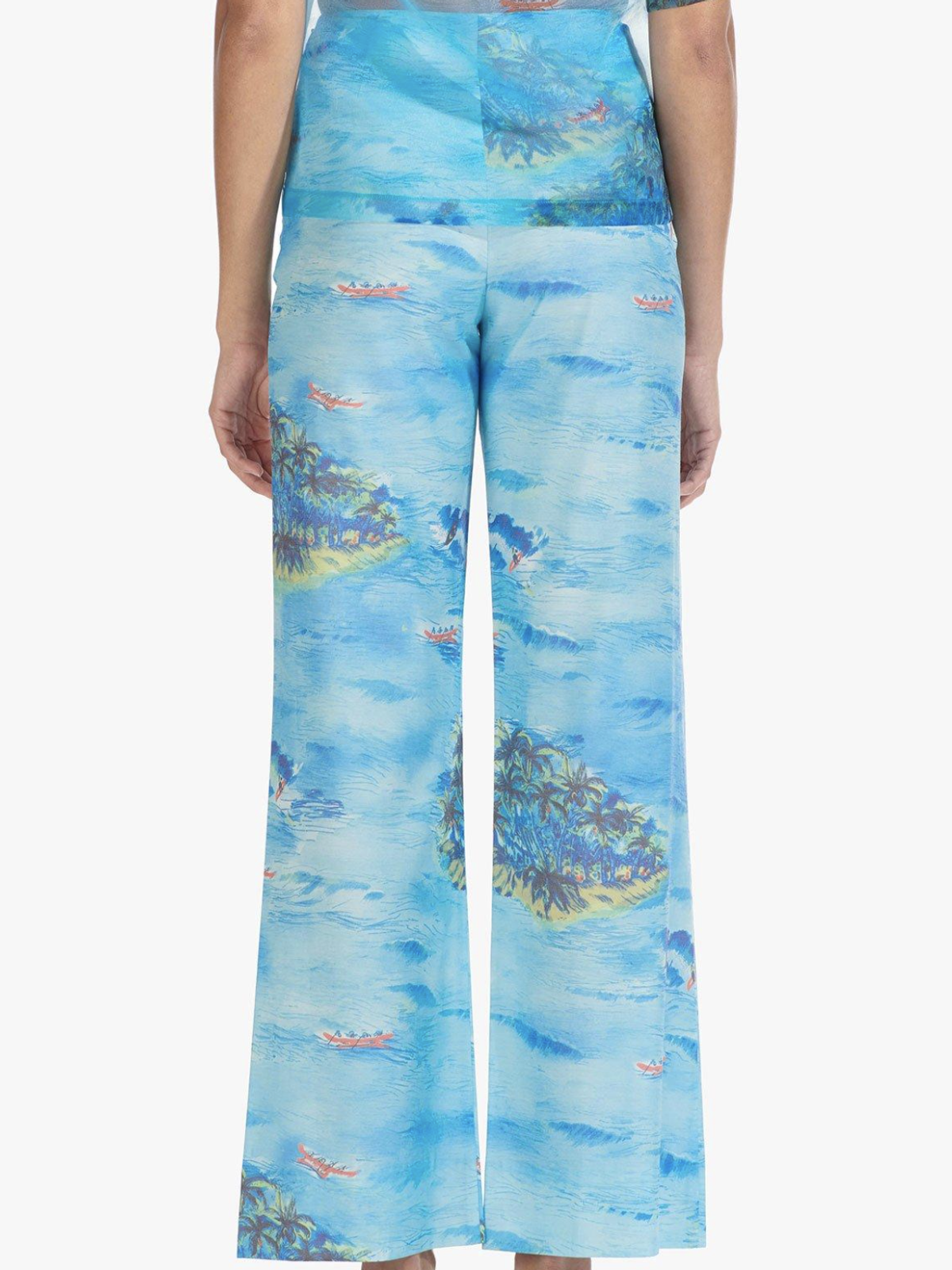 "Staud" Blue island pant/crop set, tropical print, size 10 - Image 3