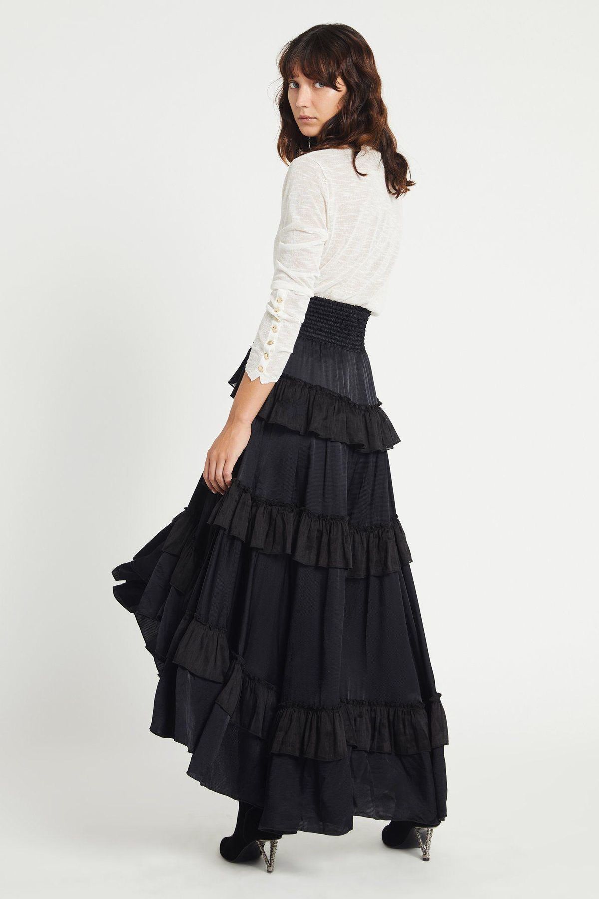 Aje El Paso Tiered Maxi Skirt Black Size 10  - Image 2