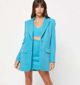 Mossman Complete Control Blazer Size 6 and Mini Skirt Size 8 Set Blue for rent on The Volte - image 5
