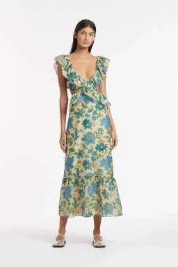 Sir The Label Celia Frill Midi Dress Print Size 8 for rent on The Volte - image 1