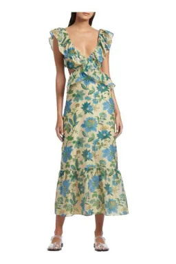 Sir The Label Celia Frill Midi Dress Print Size 8 for rent on The Volte - image 2