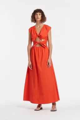 Aje Anja Tie Midi Dress Mandarin Red Size 8 for rent on The Volte - image 1