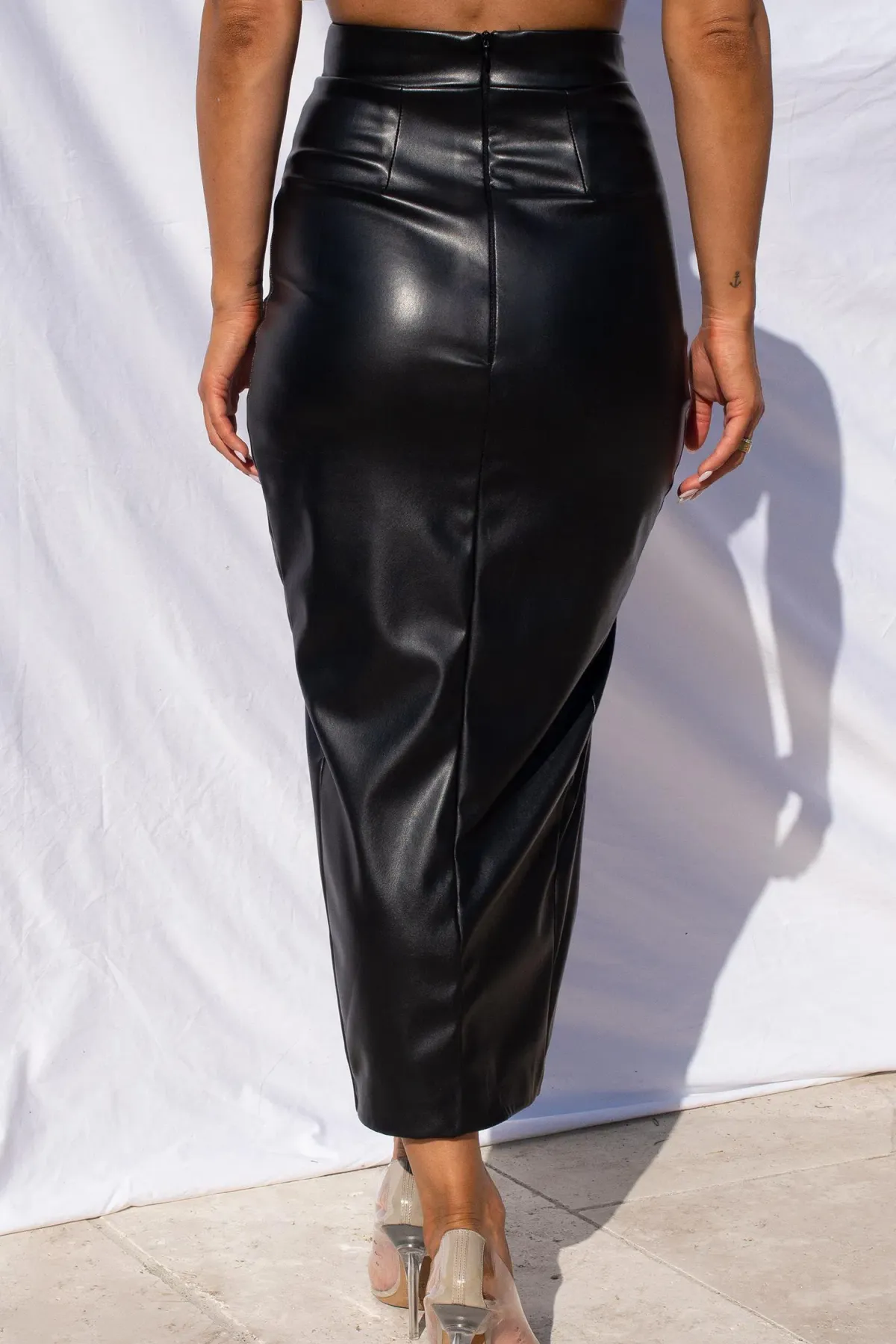 Effie Kats Thigh Split Midi Skirt and Crop Top Set Black Size XS / AU 6 - Image 3