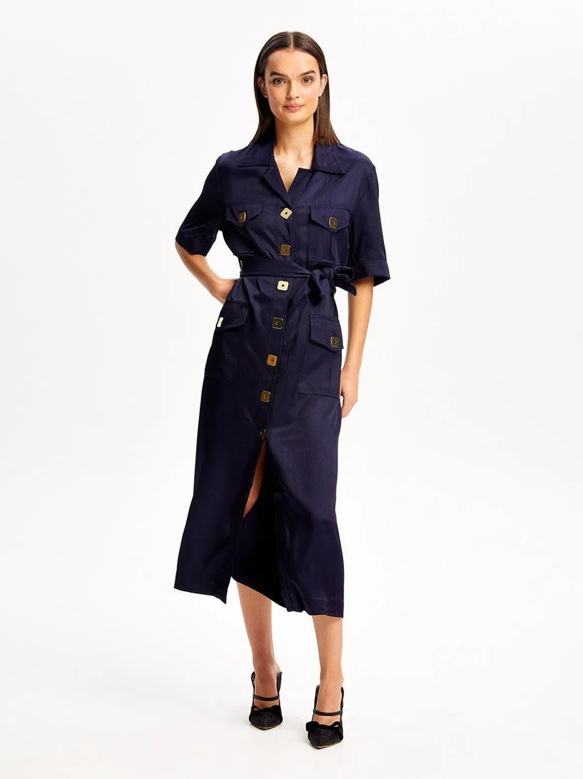 ALICE MCCALL NAVY PALOMA MIDI DRESS - SIZE 6 AU/2 US (RRP $425) - Image 1