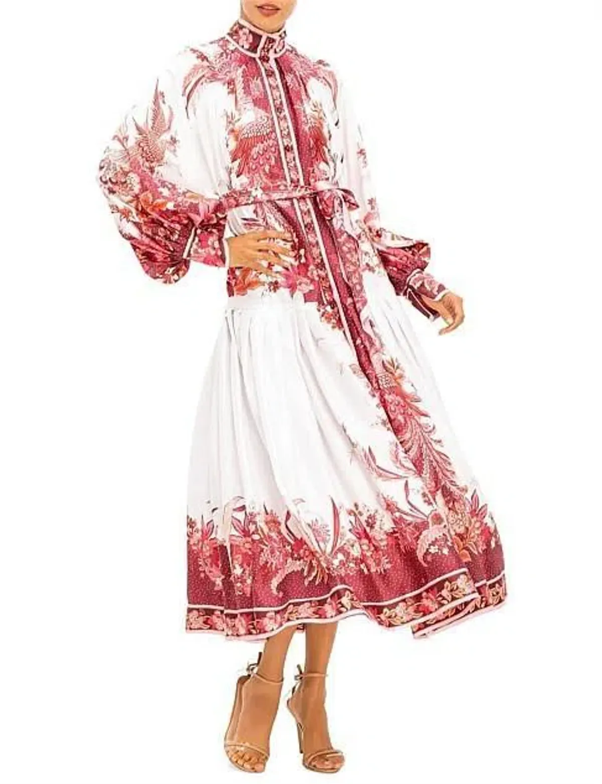 Zimmermann Wavelength Placement Midi Dress Pink Phoenix Size 1 / Au 10 - Image 2