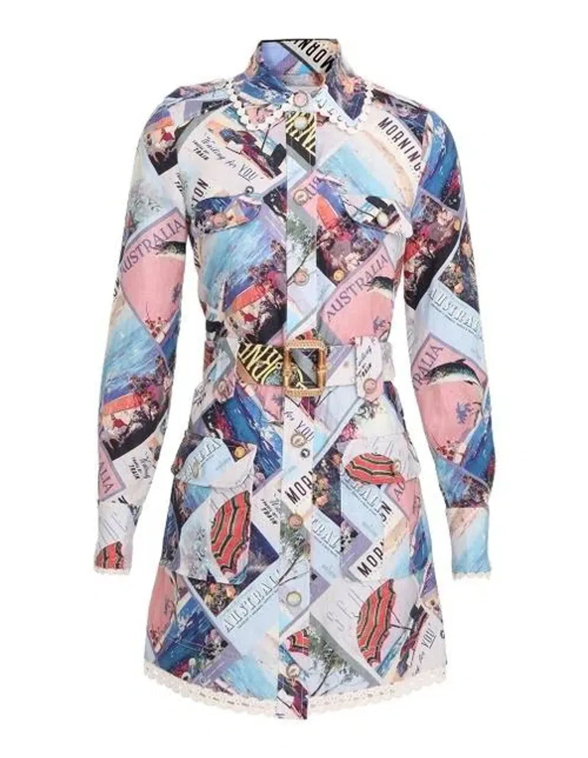 Zimmermann Postcard Shirt Mini Dress Print Size 0 - Image 4