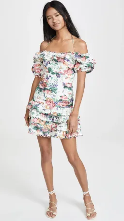 Zimmermann Allia Pintuck Linen Short Dress Floral Print Size 8 for rent on The Volte - image 1