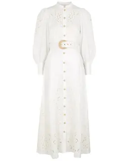 Zimmermann Peggy Embroidered Linen Midi Dress Ivory Size 6 for rent on The Volte - image 3