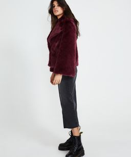 Unreal Fur Madame Butterfly Faux Fur Jacket Wine Size M for rent on The Volte - image 5