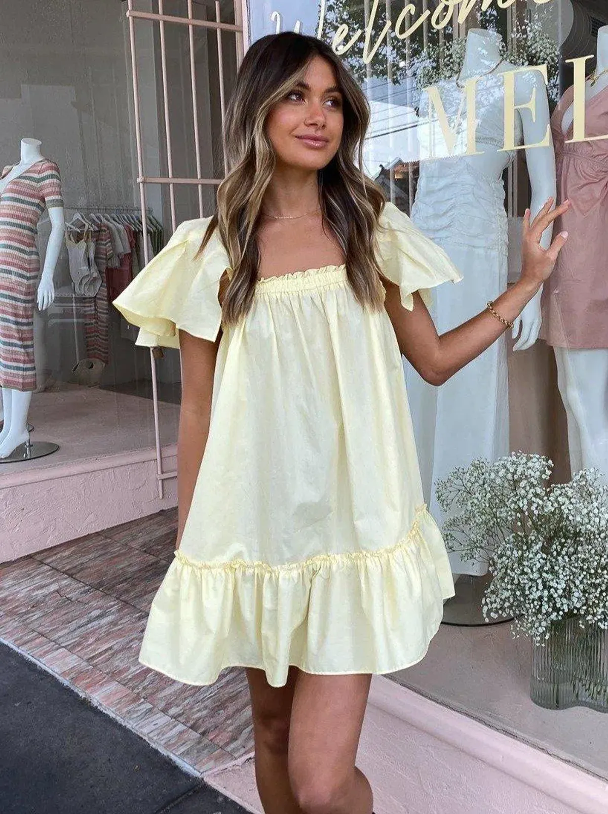 Blanca Filomena Mini Dress Yellow Size 10 - Image 4