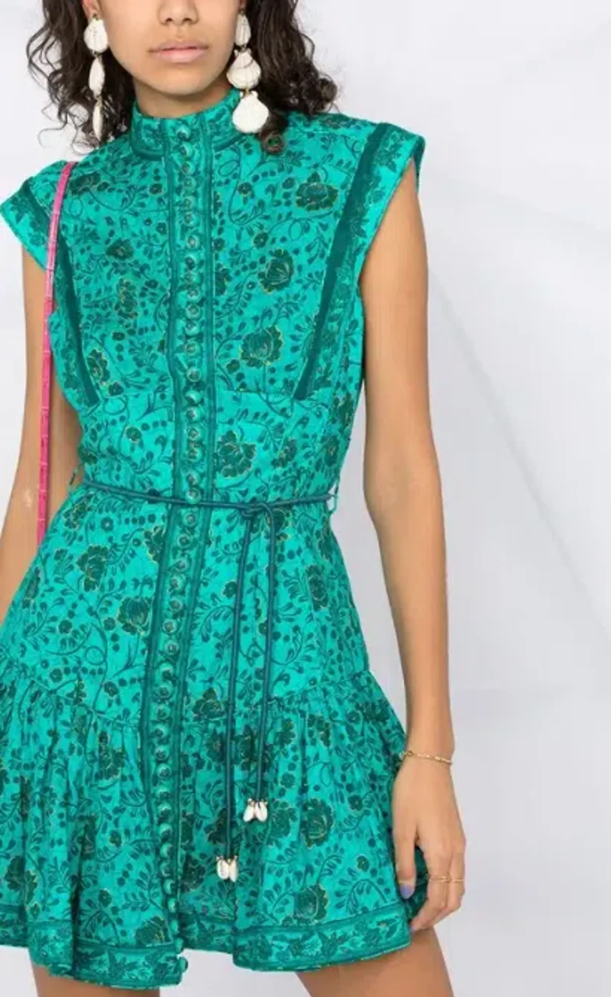 Zimmermann Lulu Panelled Flip Mini Dress Jade Floral Size 2 / AU 12 - Image 2