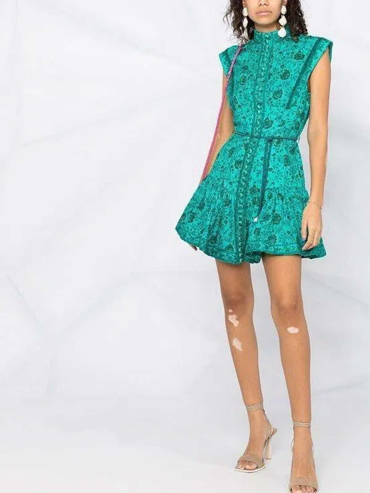 Zimmermann Lulu Panelled Flip Mini Dress Jade Floral Size 2 / AU 12 - Image 1